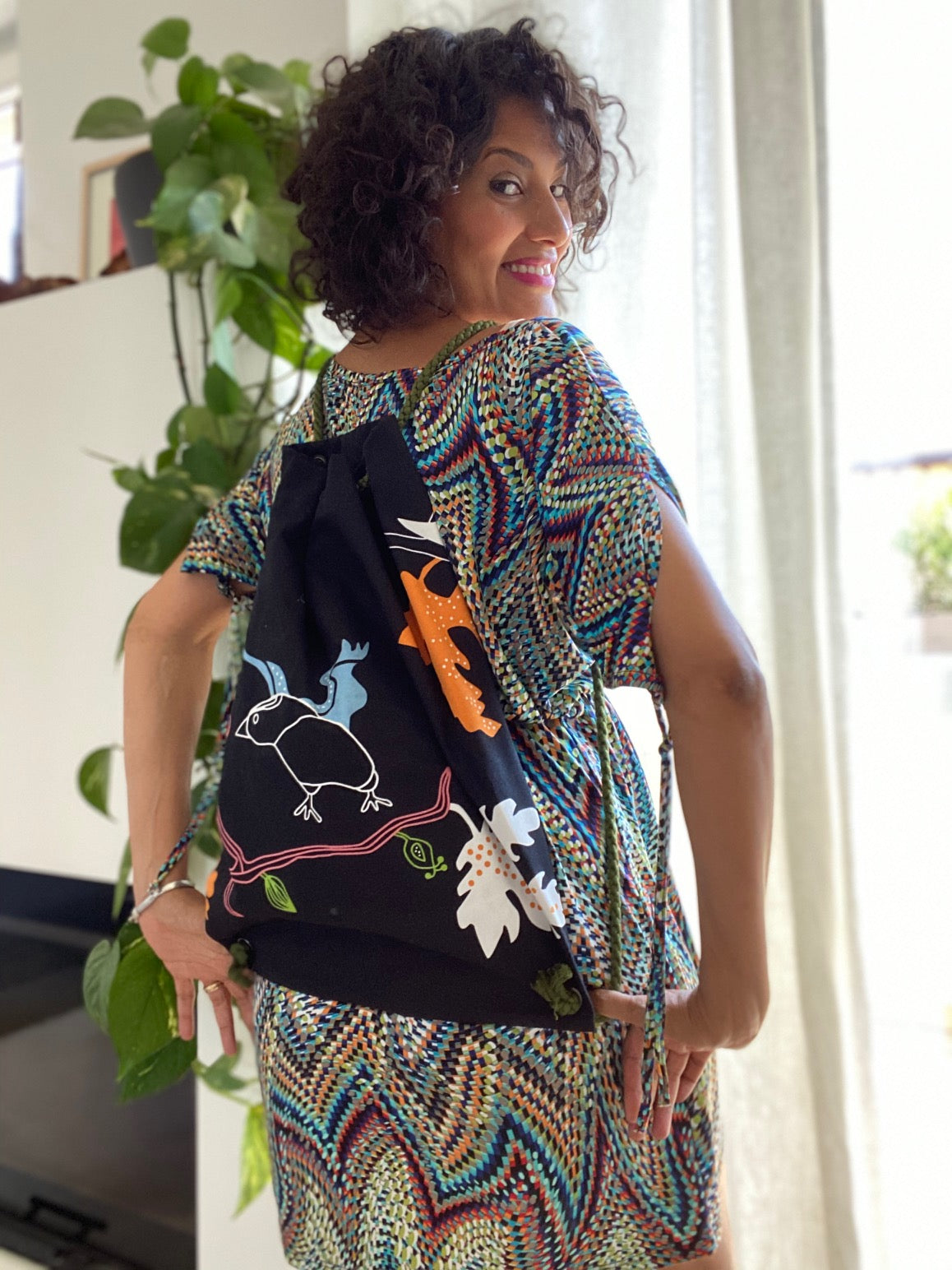 Sacca da spiaggia nera natura tropical