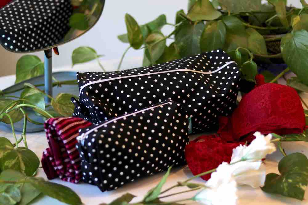 KIT 2 Pochette a pois MEDIE zip bianca