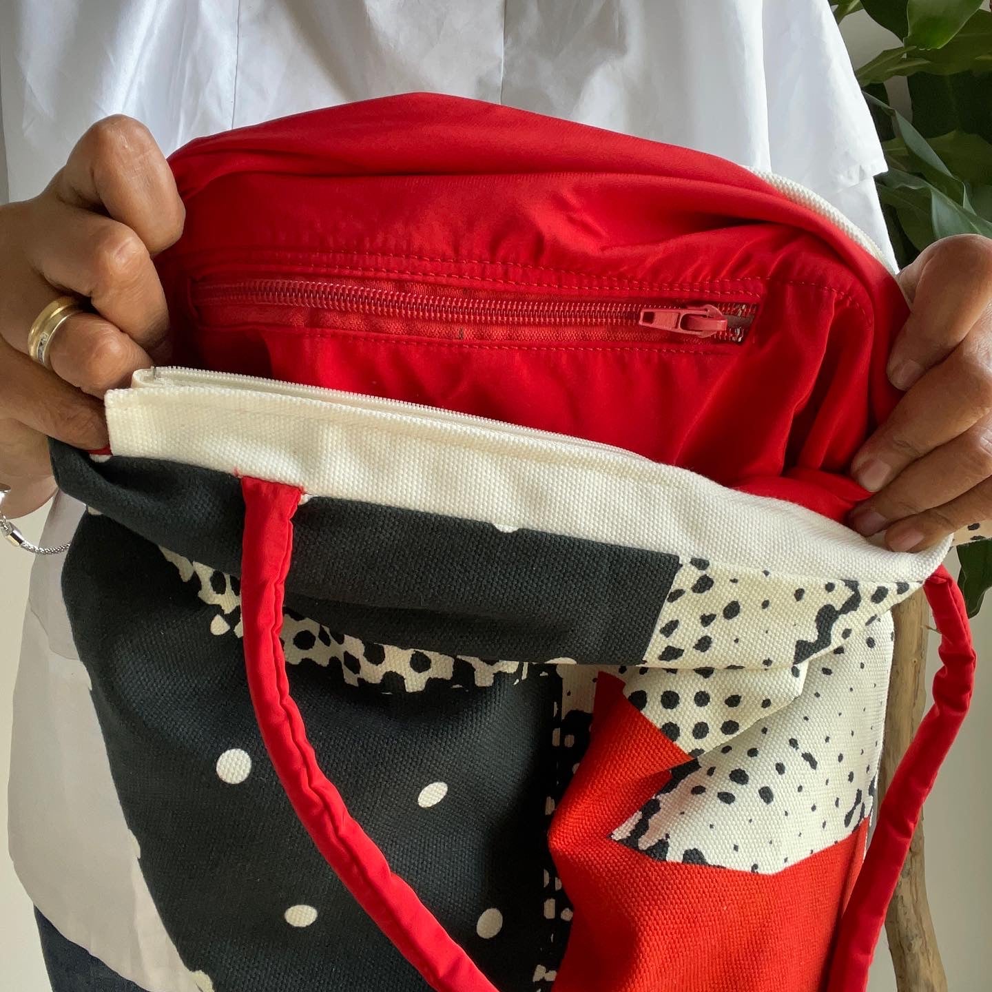 White and red shopping bag