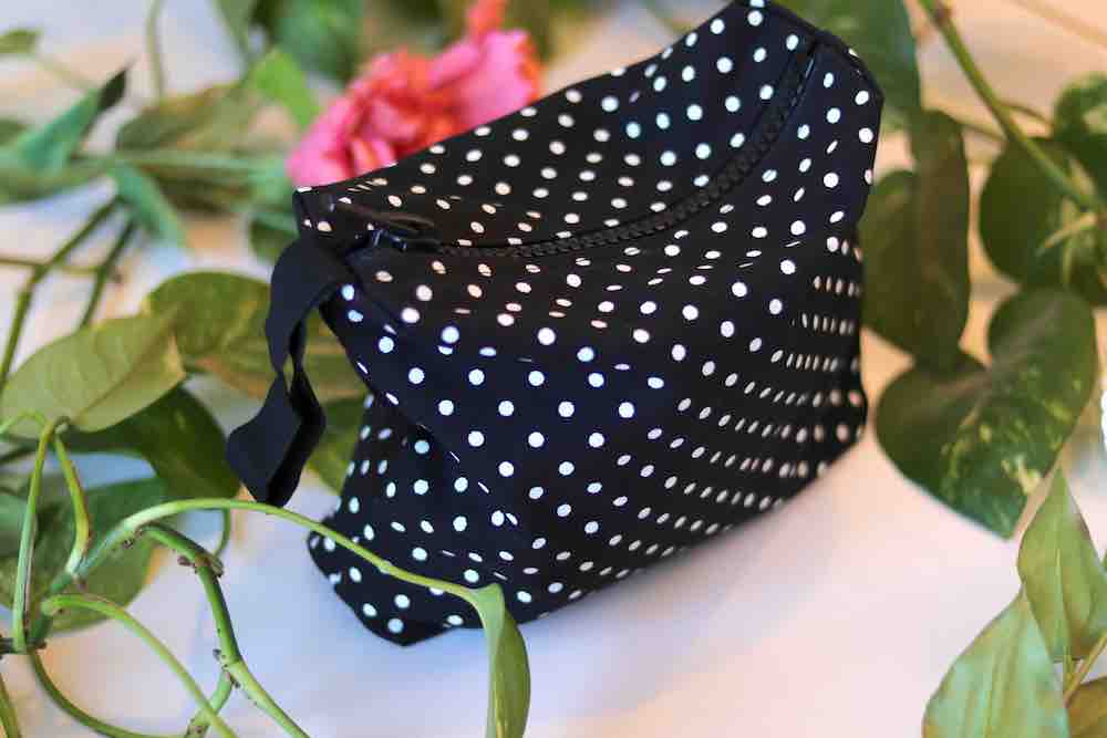 MEDIUM black zip polka dot clutch bag