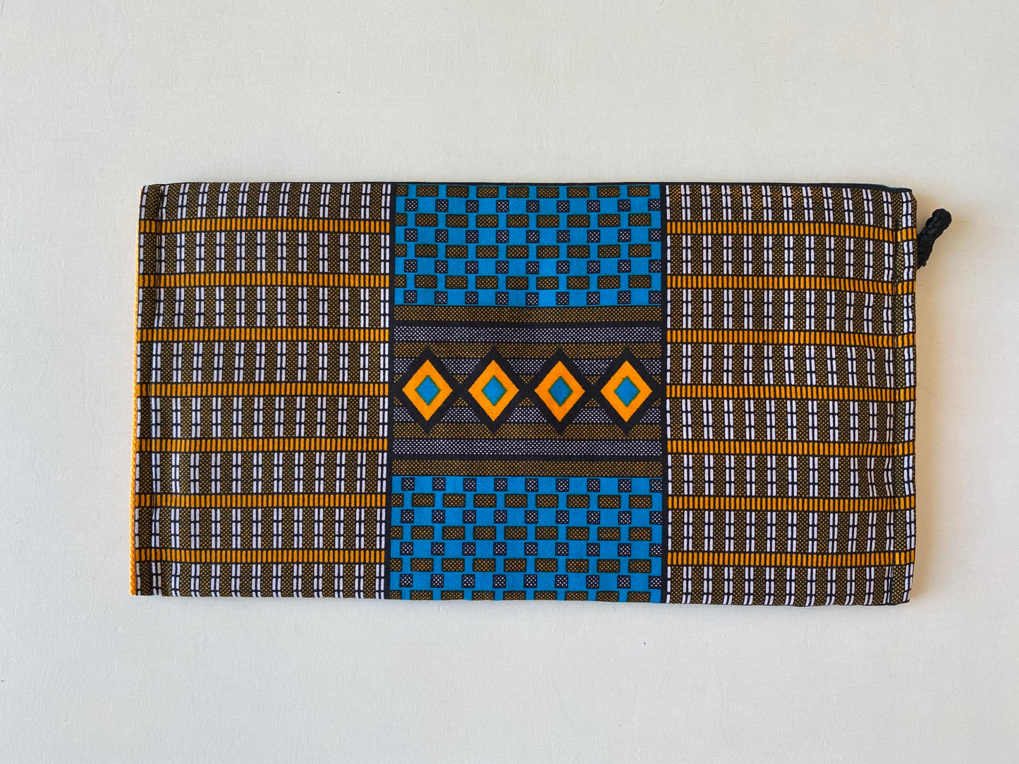 Blue orange afro clutch bag