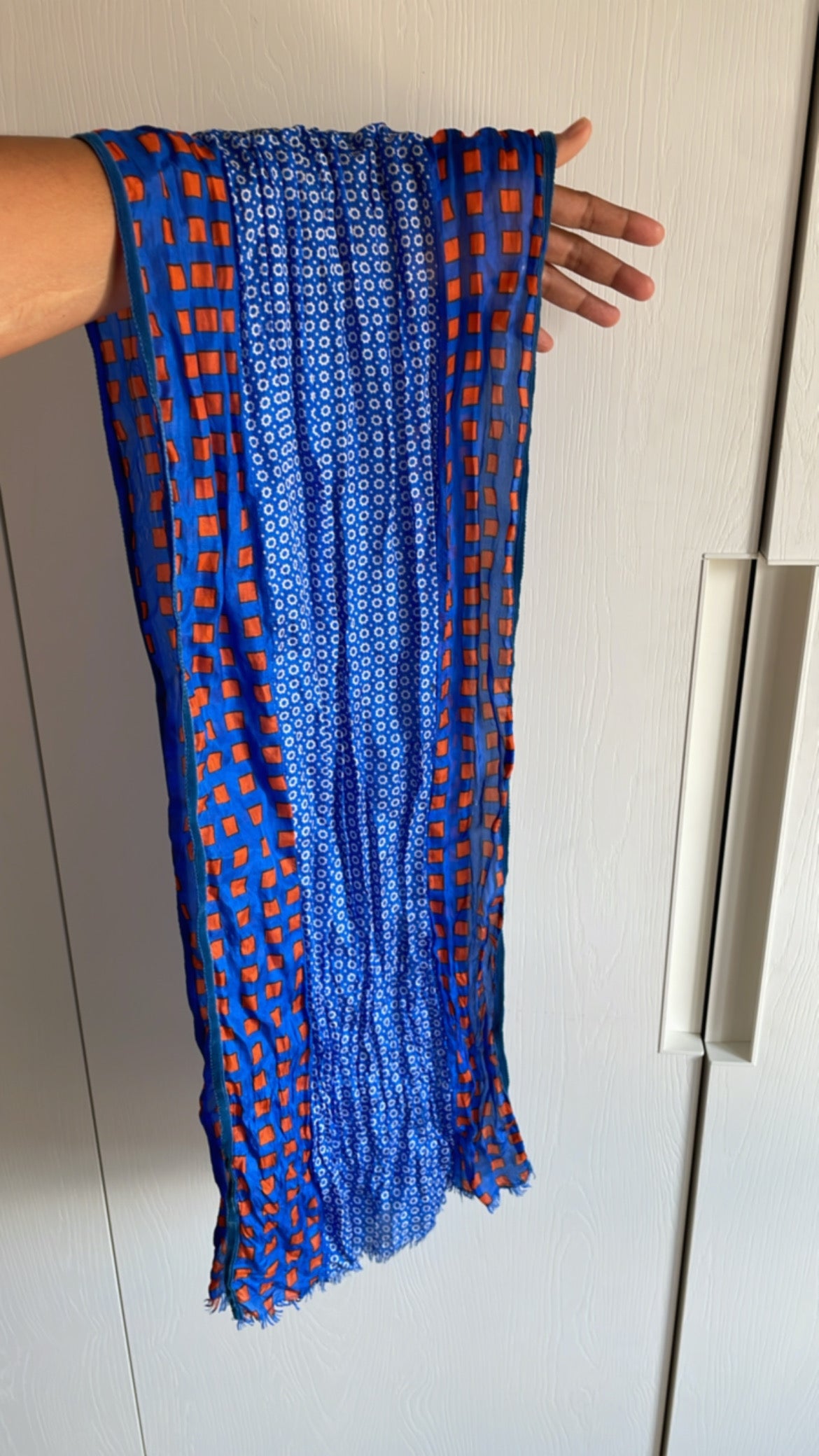 Blue and orange scarf