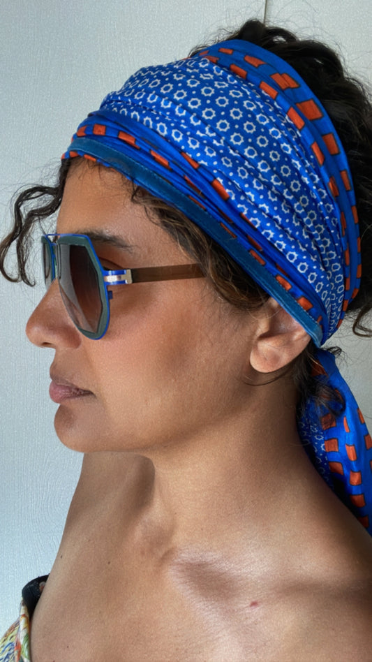 Foulard blu e arancio