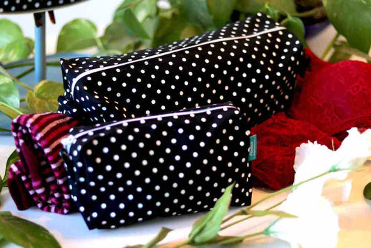 KIT 2 Pochette a pois MEDIE zip bianca