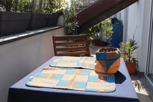 2 Placemats + 1 Double-sided African Wax Bread Holder